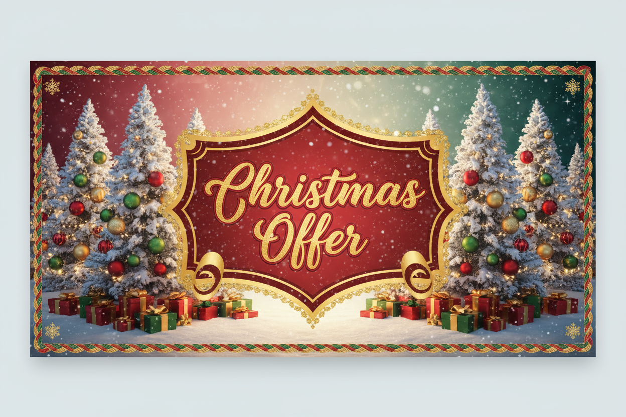 create an image that show like christmas offer with christmas background